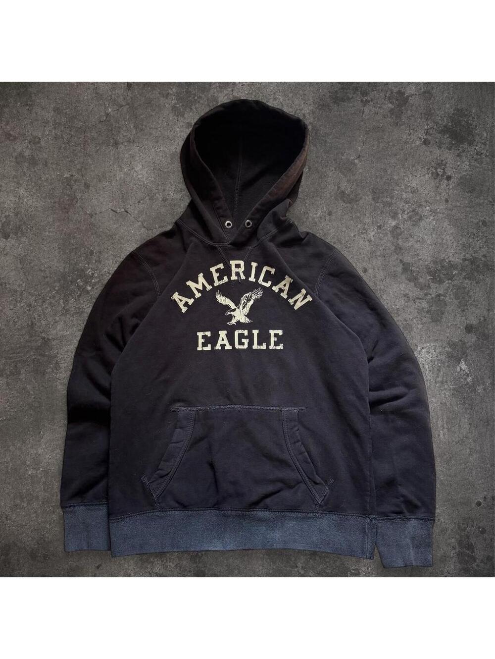 American Eagle Men's Navy and Black Hoody